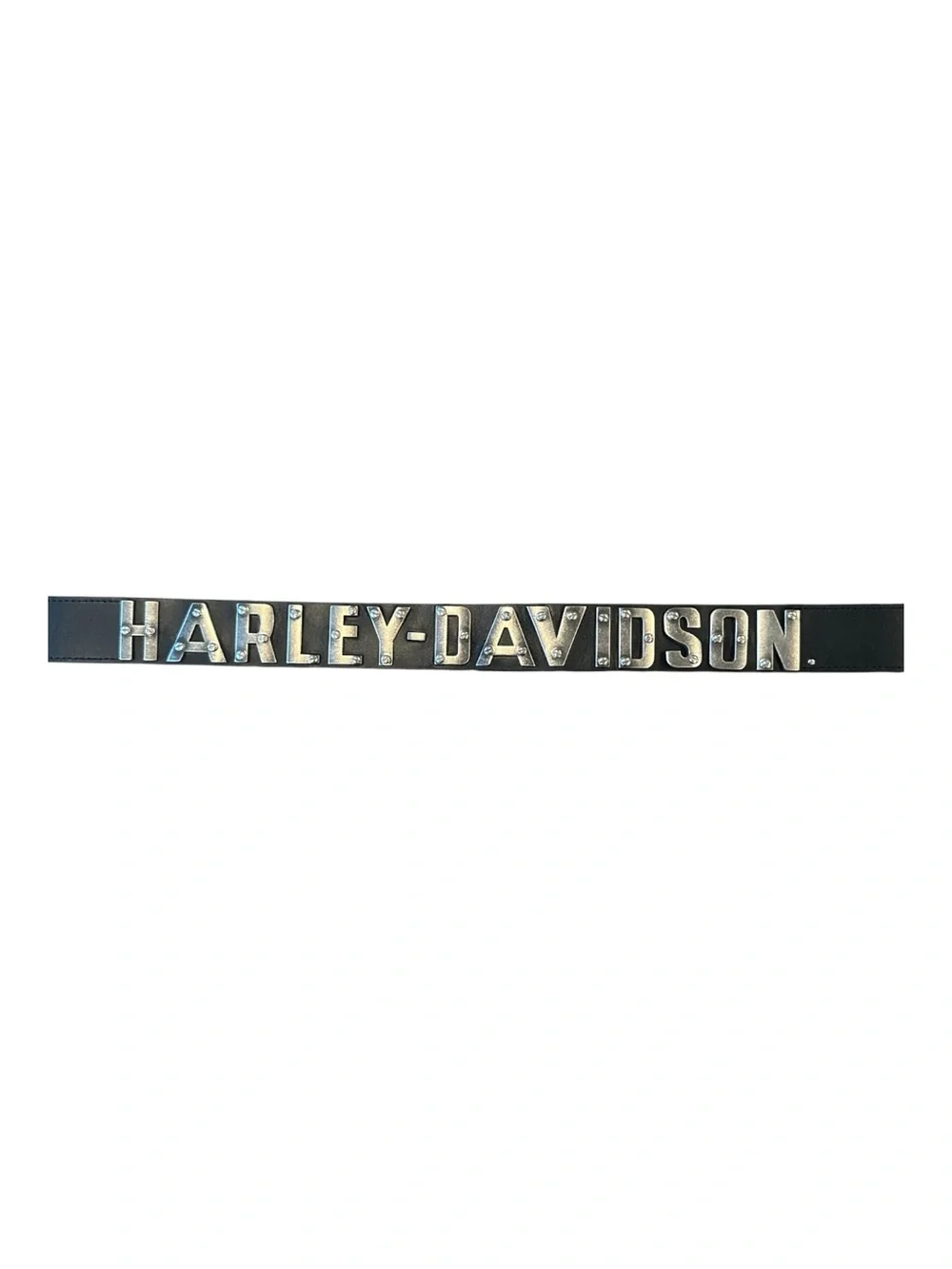 Harley-Davidson Black Leather Silver Logo Belt Size 36